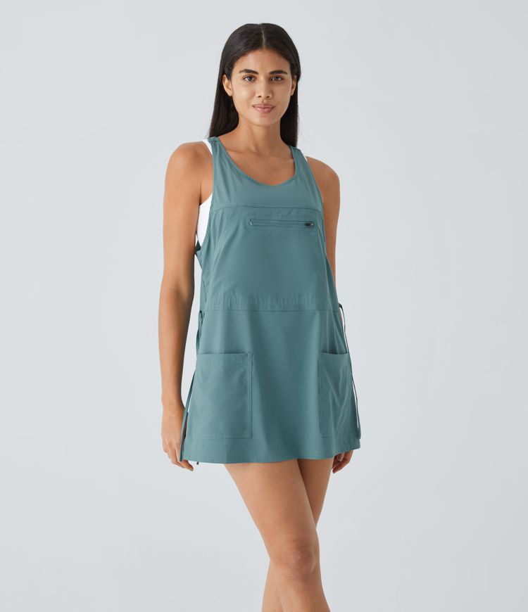 Breezeful™ Backless Multipocket Drawstring 2-Piece Quick Dry Mini Hiking Active Dress