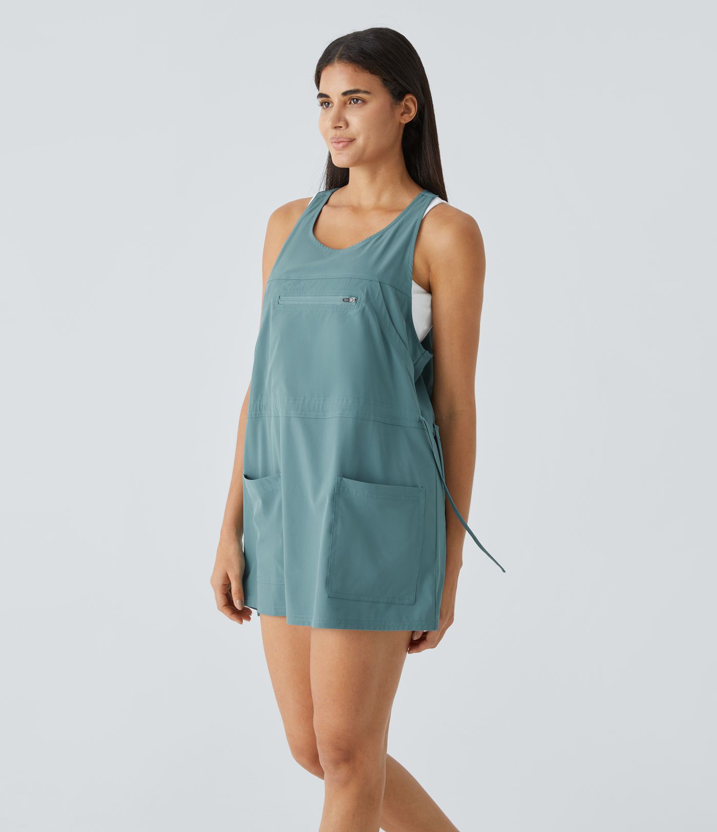 Breezeful™ Backless Multiple Pocket Drawstring Two Piece Quick Dry Mini Outdoor Active Onepiece