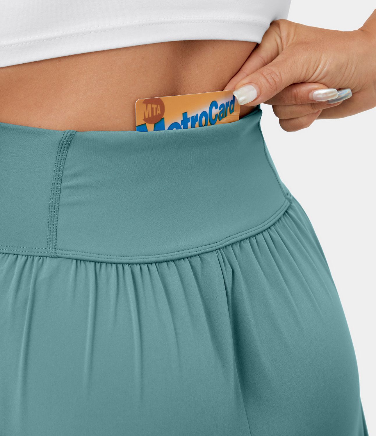 Breezeful™ High Waisted Back Waistband Pocket Palazzo Flowy Split Wide Leg Quick Dry Casual Pants