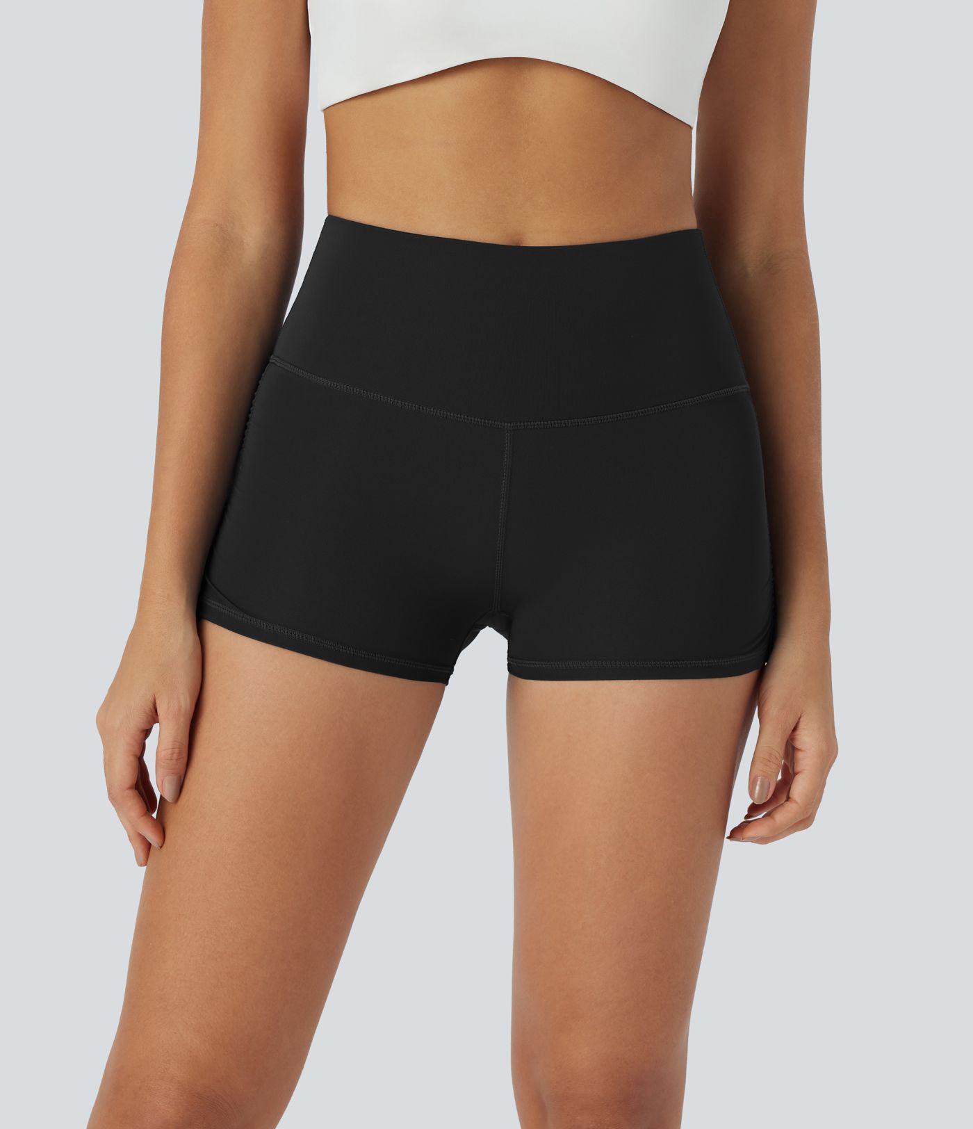 SoCinched high waist tummy control ruched quick dry running biker shorts