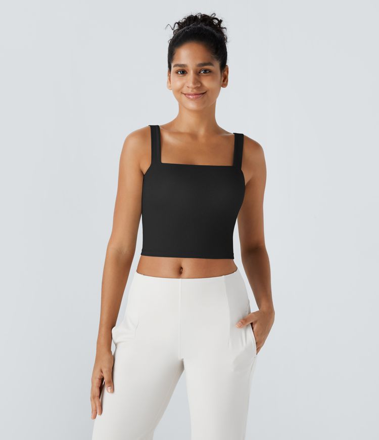 Softlyzero™ Plush Square Neck Cropped Skinny Yoga Tank Top