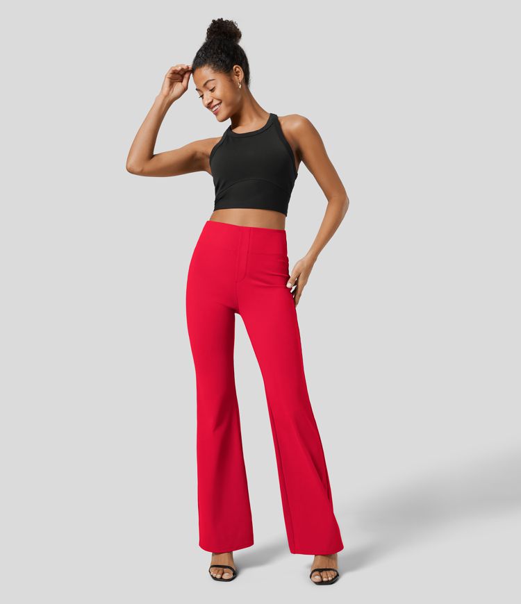 Pantalon tailleur légèrement évasé taille haute avec poches arrière Halara Flex™ SculptKnit