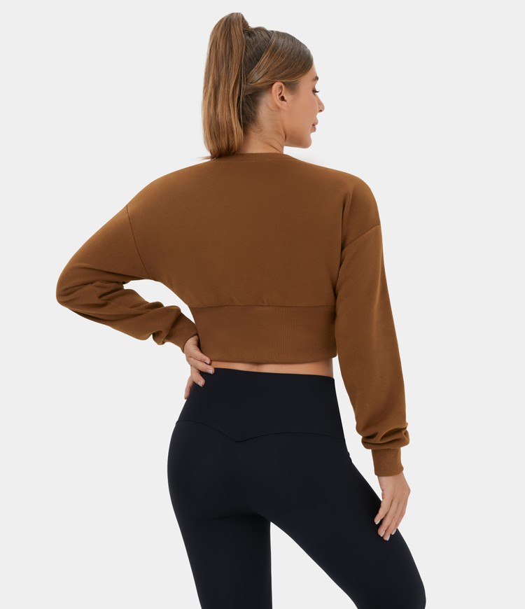 Drawstring crop sales top sweatshirt