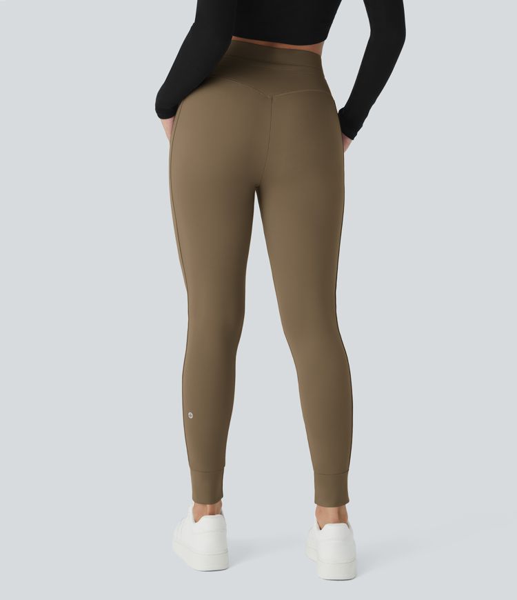 Softlyzero™ Plush Jogginghose mit hohem Bund, Kordelzug, Seitentasche, schlichte Jogginghose in voller Länge
