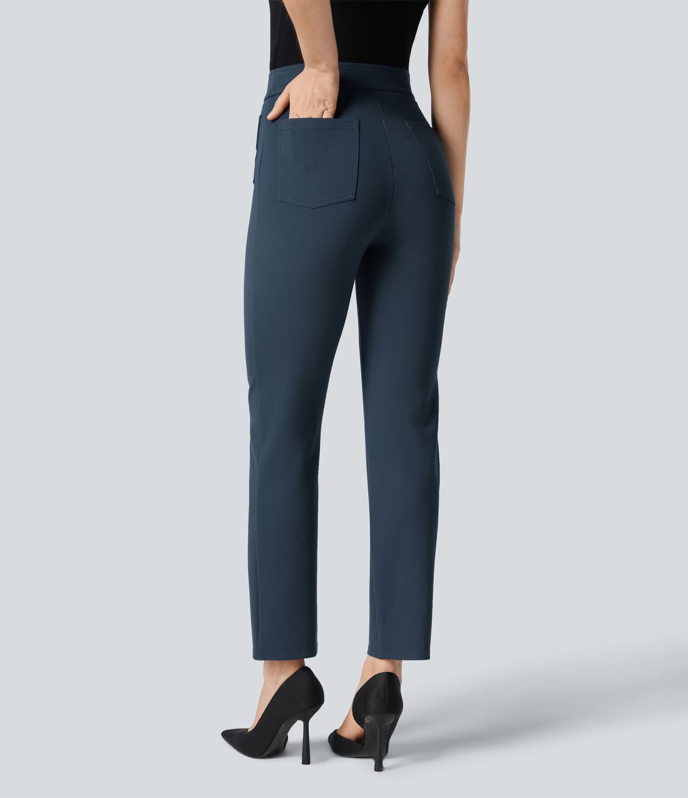 Halara Flex™ High Waist Button Multiple Pocket Ankle-Length Work Pants