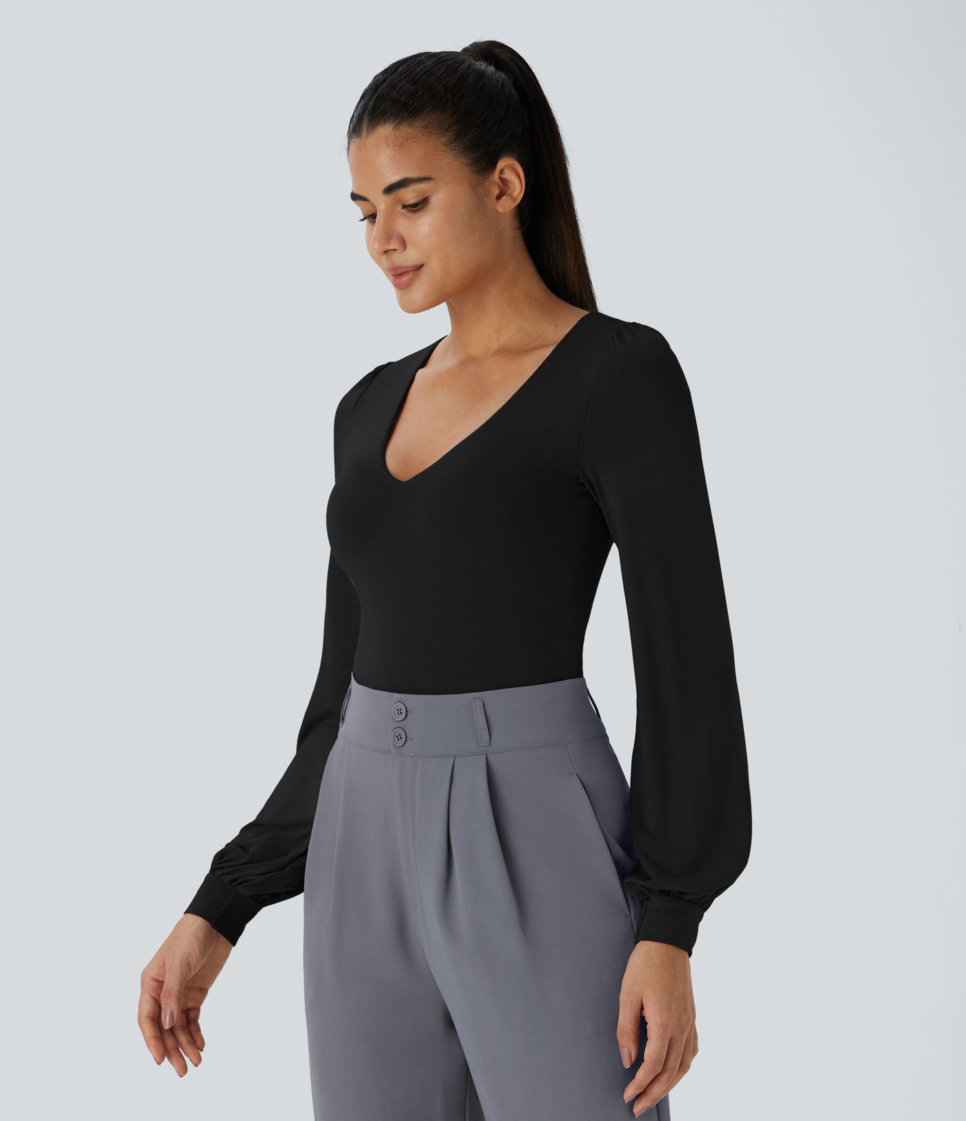 Body traje oficina botón manga larga cuello V