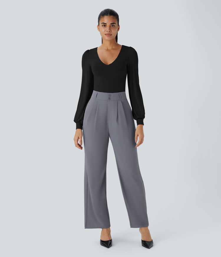 Body traje oficina botón manga larga cuello V