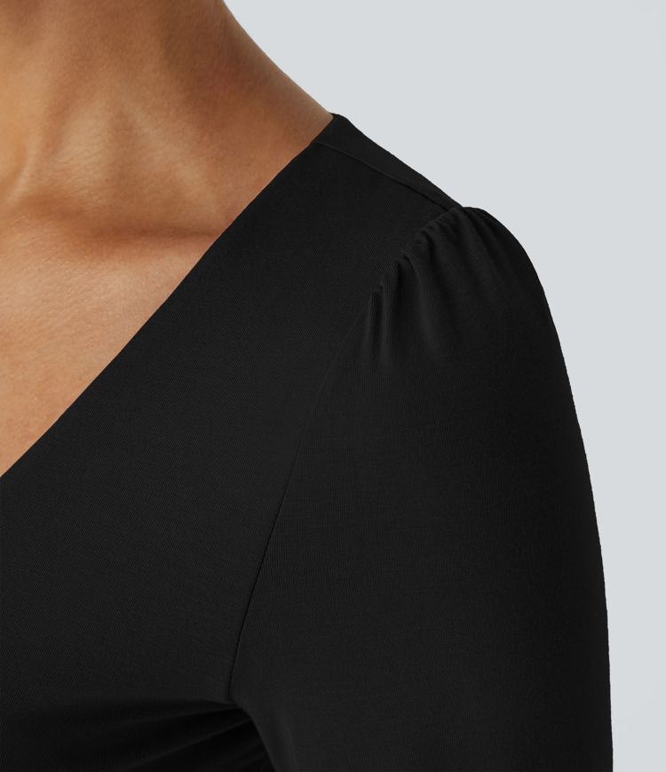 Body traje oficina botón manga larga cuello V