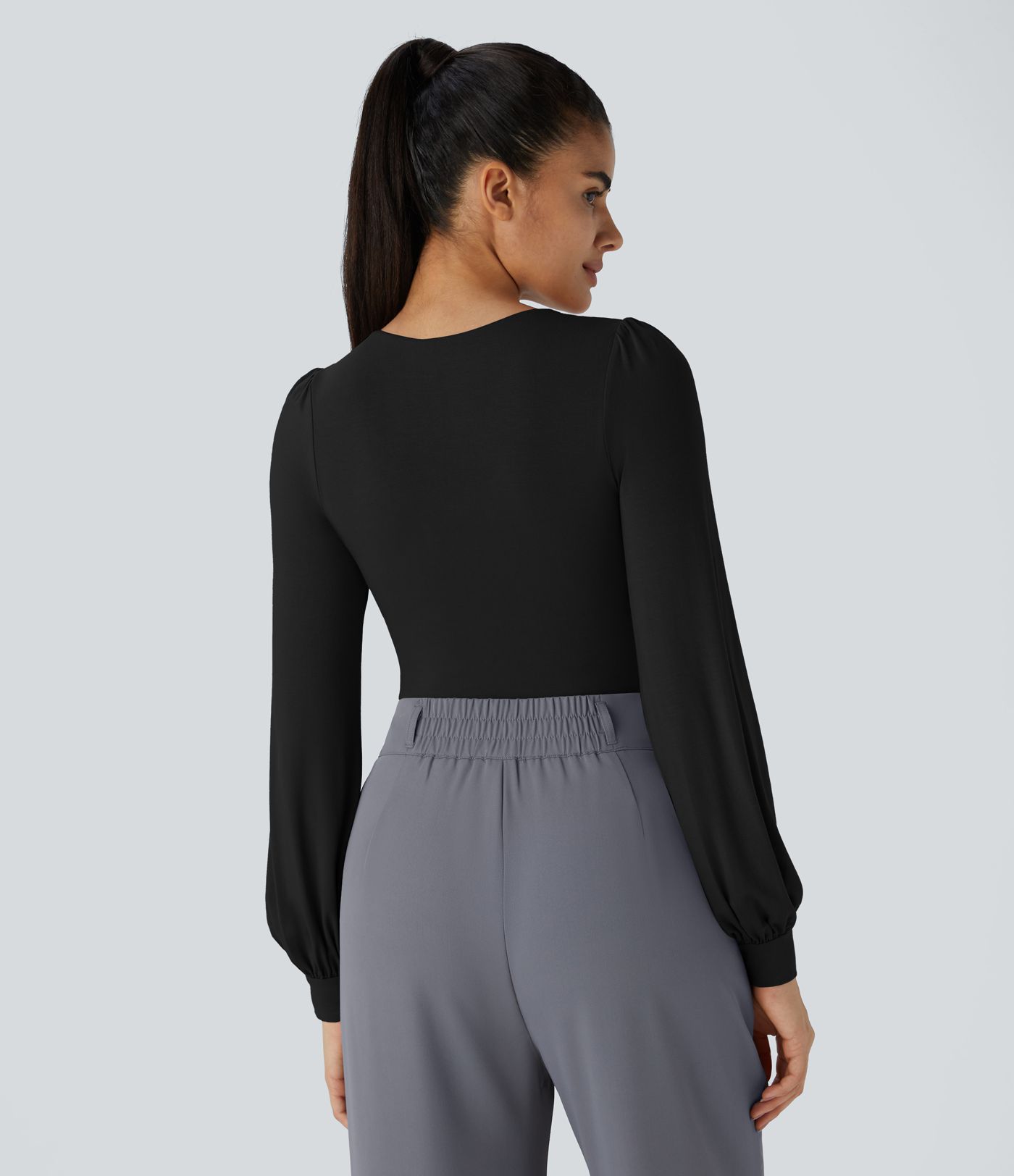 Body traje oficina botón manga larga cuello V