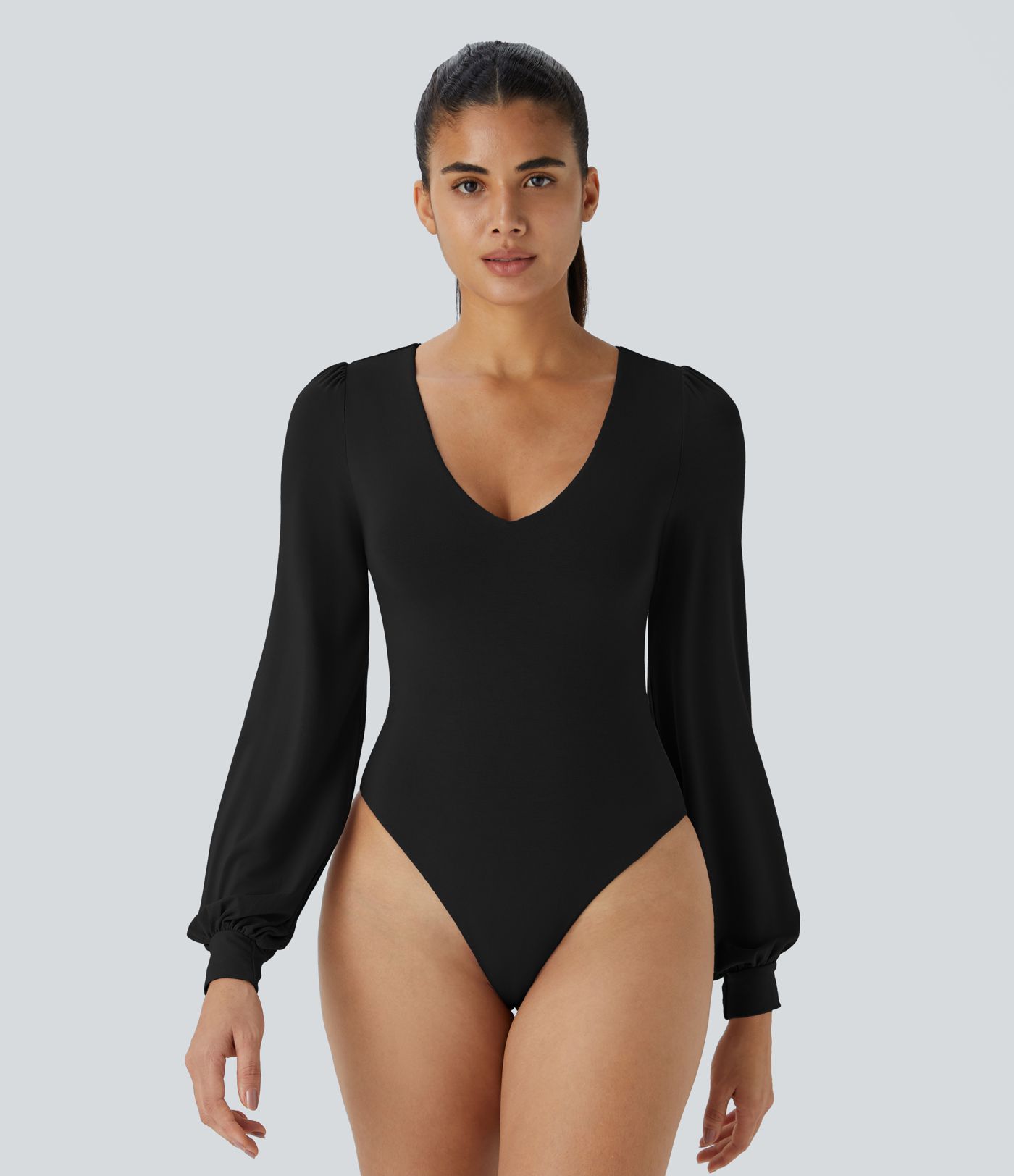 Body traje oficina botón manga larga cuello V