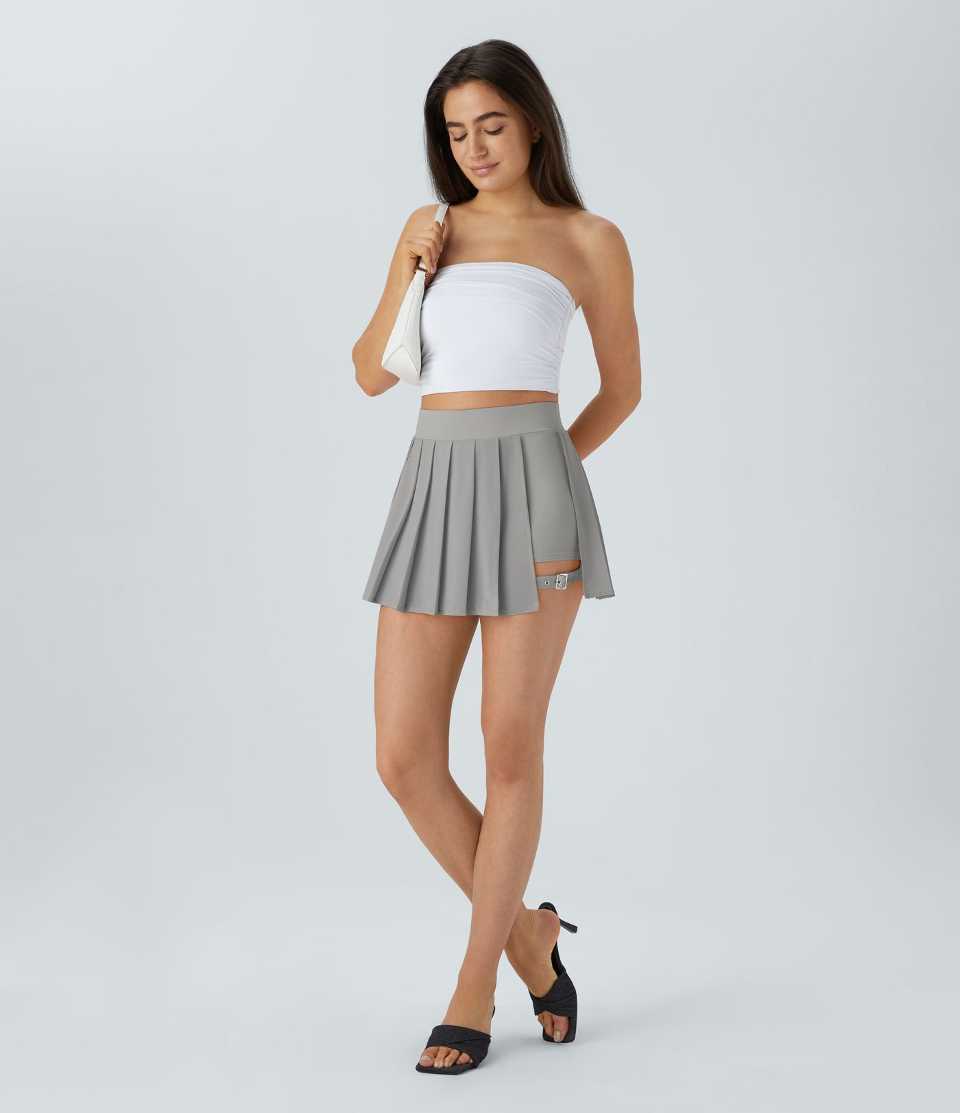 Breezeful™ High Waisted Pleated 2-in-1 Pocket Adjustable Buckle Micro Mini Quick Dry Casual Skirt