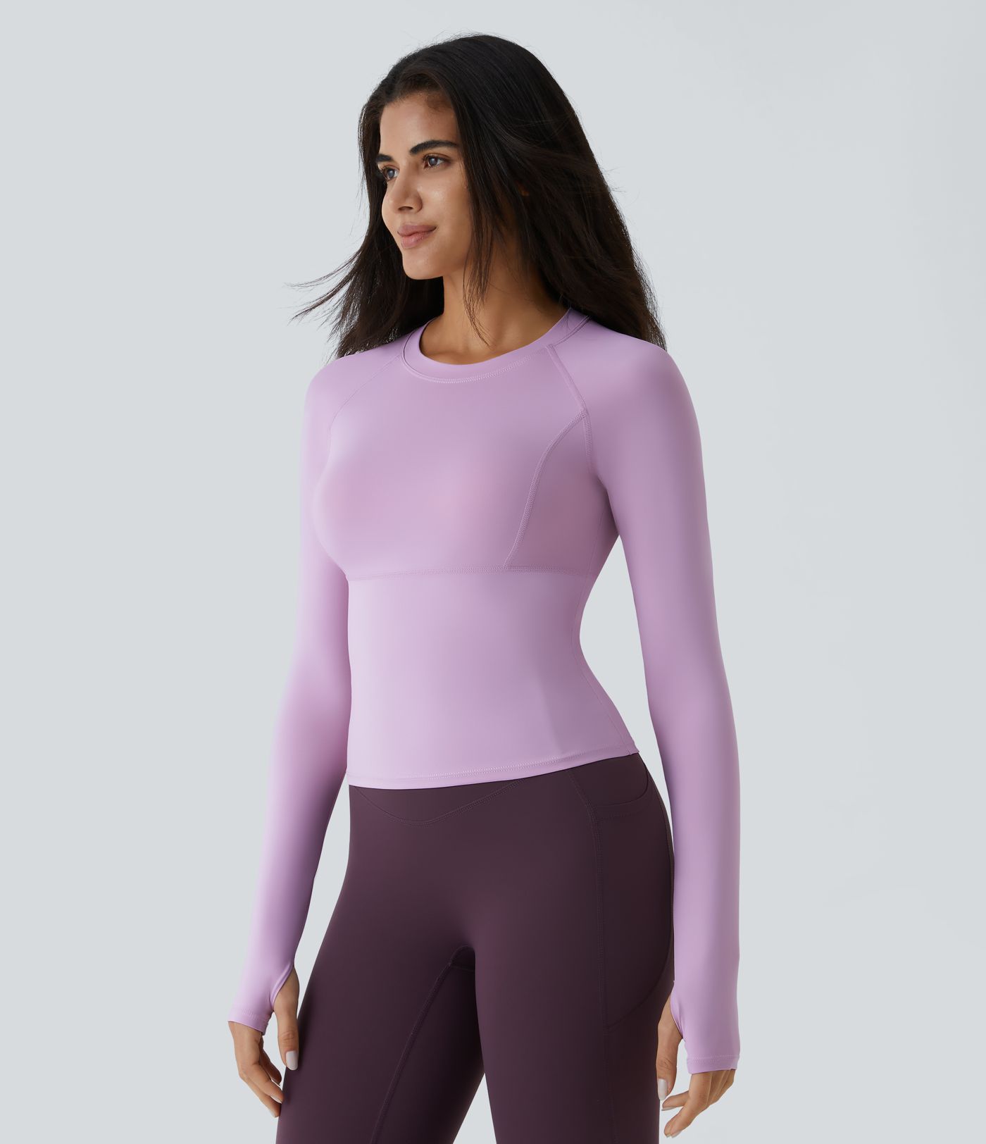 Solid Thumb Hole Yoga Sports Top