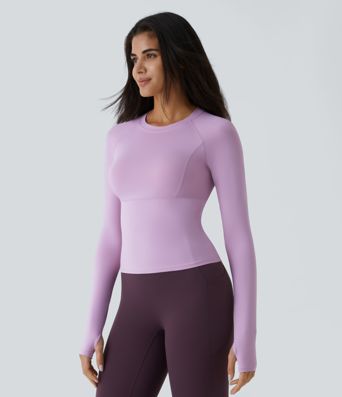 Solid Thumb Hole Yoga Sports Top