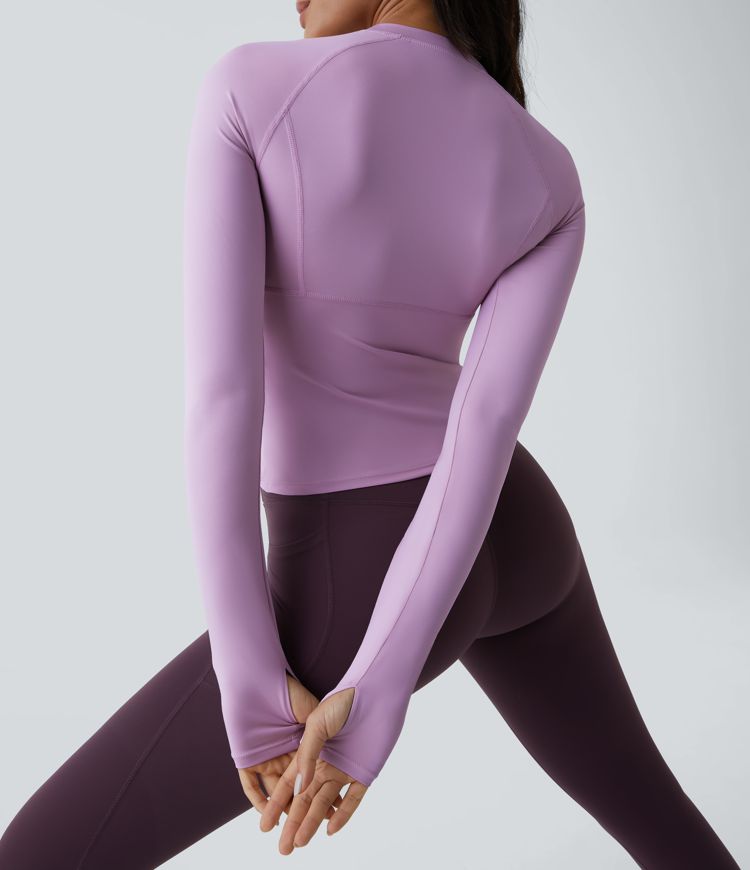 Solid Thumb Hole Yoga Sports Top