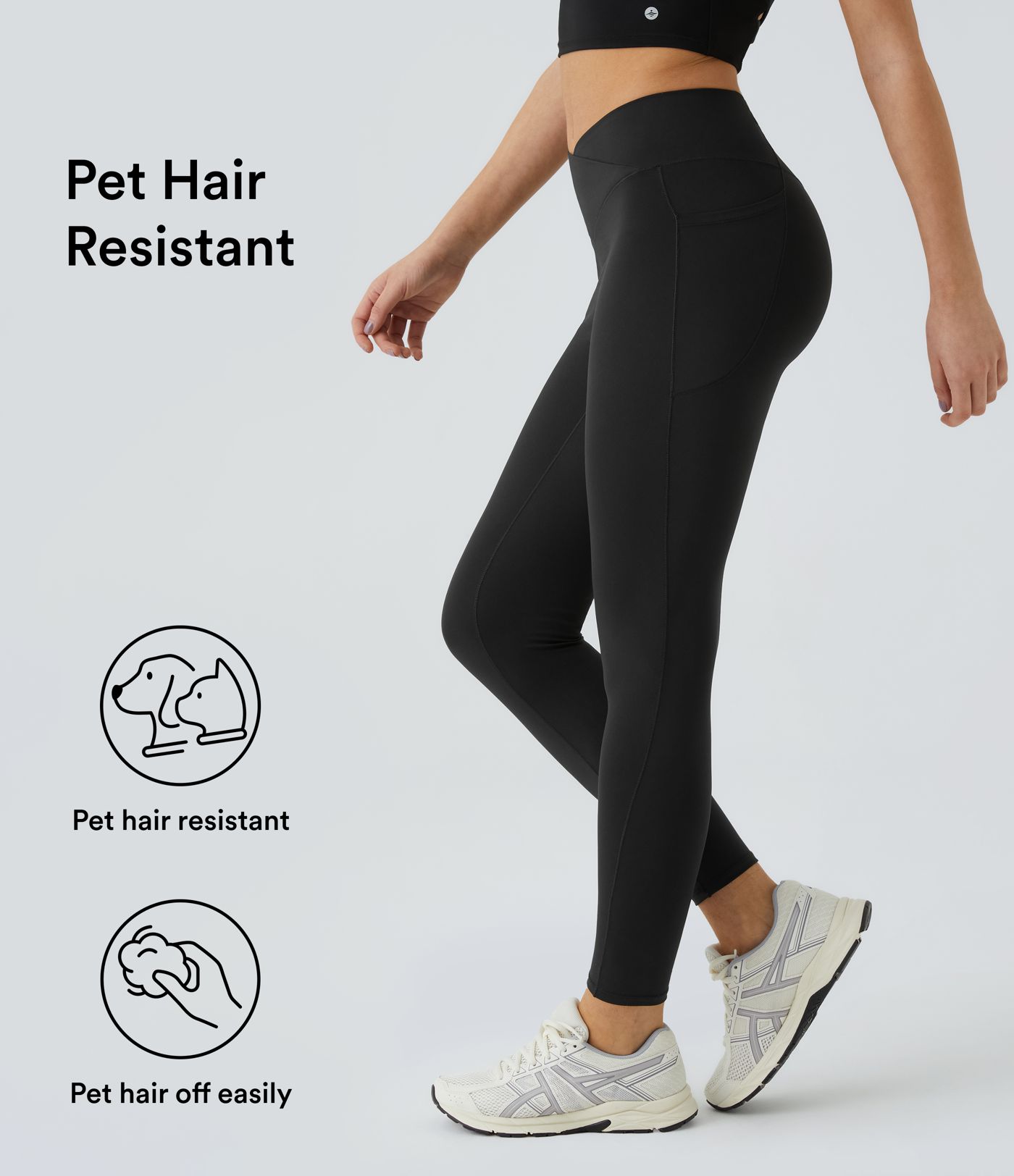 Patitoff™ 2.0 Pet Hair Resistant High Waisted Crossover Side Pocket Yoga Leggings