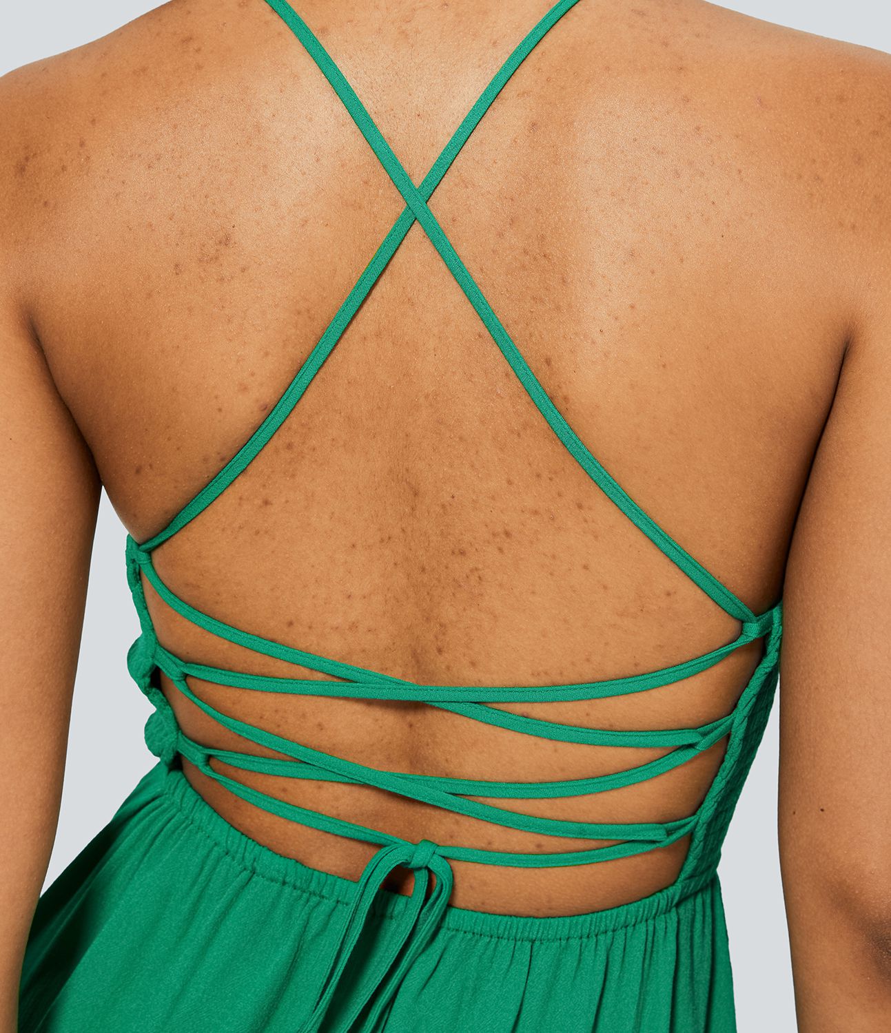 Robe Casual Mini Sensation Lin à Dos Nu Croisé Bretelles Ajustables Froncée Plissée et Fluide 