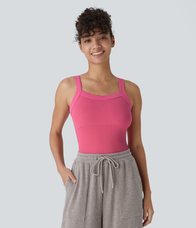 Seamless Flow Square Neck Casual Tank Smooth Bodysuit