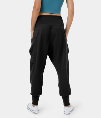 Jogging Cargo Gaufré Poche Latérale Repliée Taille Mi-Haute 