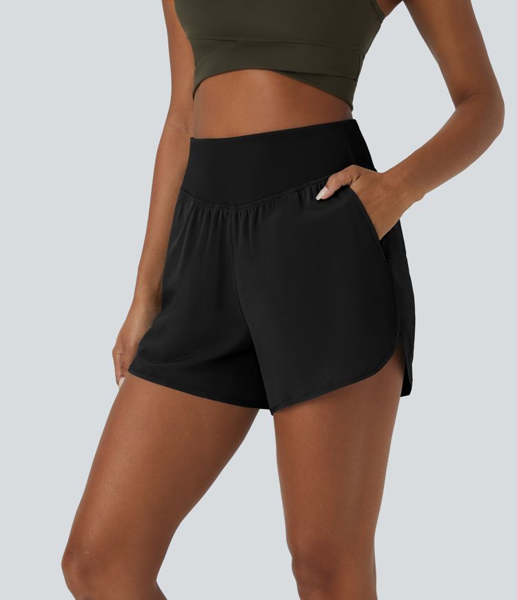 Breezeful™ High Waisted Side Pocket Quick Dry Casual Shorts 4"