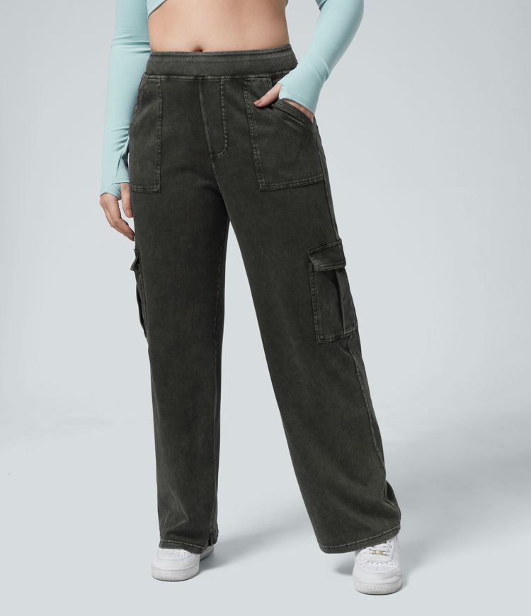 Halara Flex™ Mid Rise Pockets Straight Leg Plus Size Casual Cargo Jeans