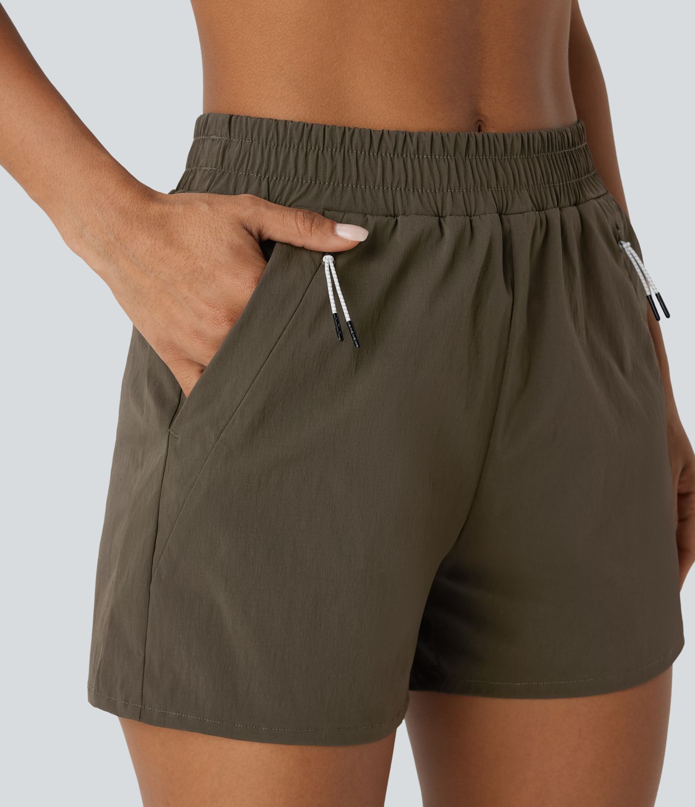 Pantalón corto senderismo tiro medio alto repelente agua múltiple bolsillo ripstop 8.8cm