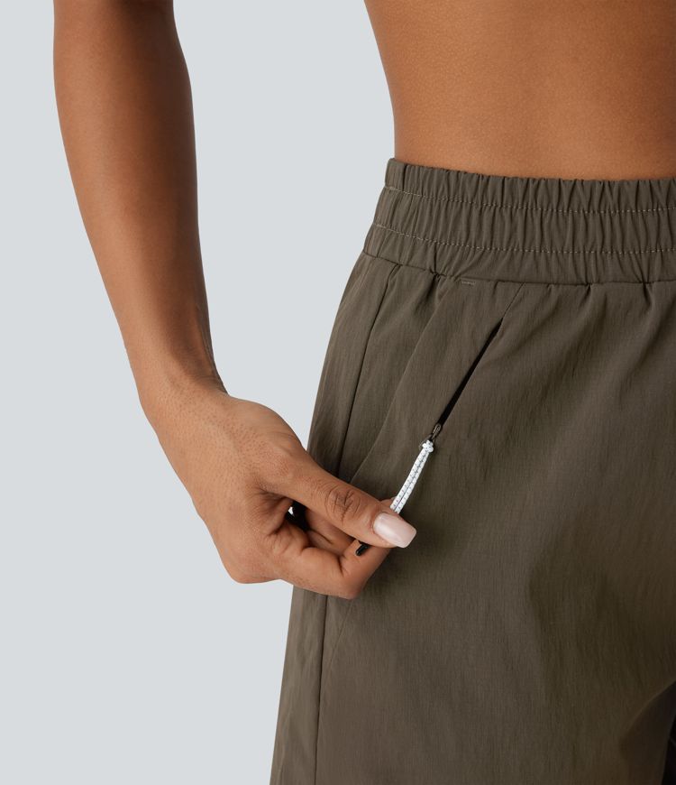 Pantalón corto senderismo tiro medio alto repelente agua múltiple bolsillo ripstop 8.8cm