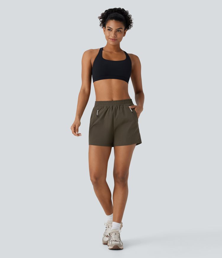 Pantalón corto senderismo tiro medio alto repelente agua múltiple bolsillo ripstop 8.8cm