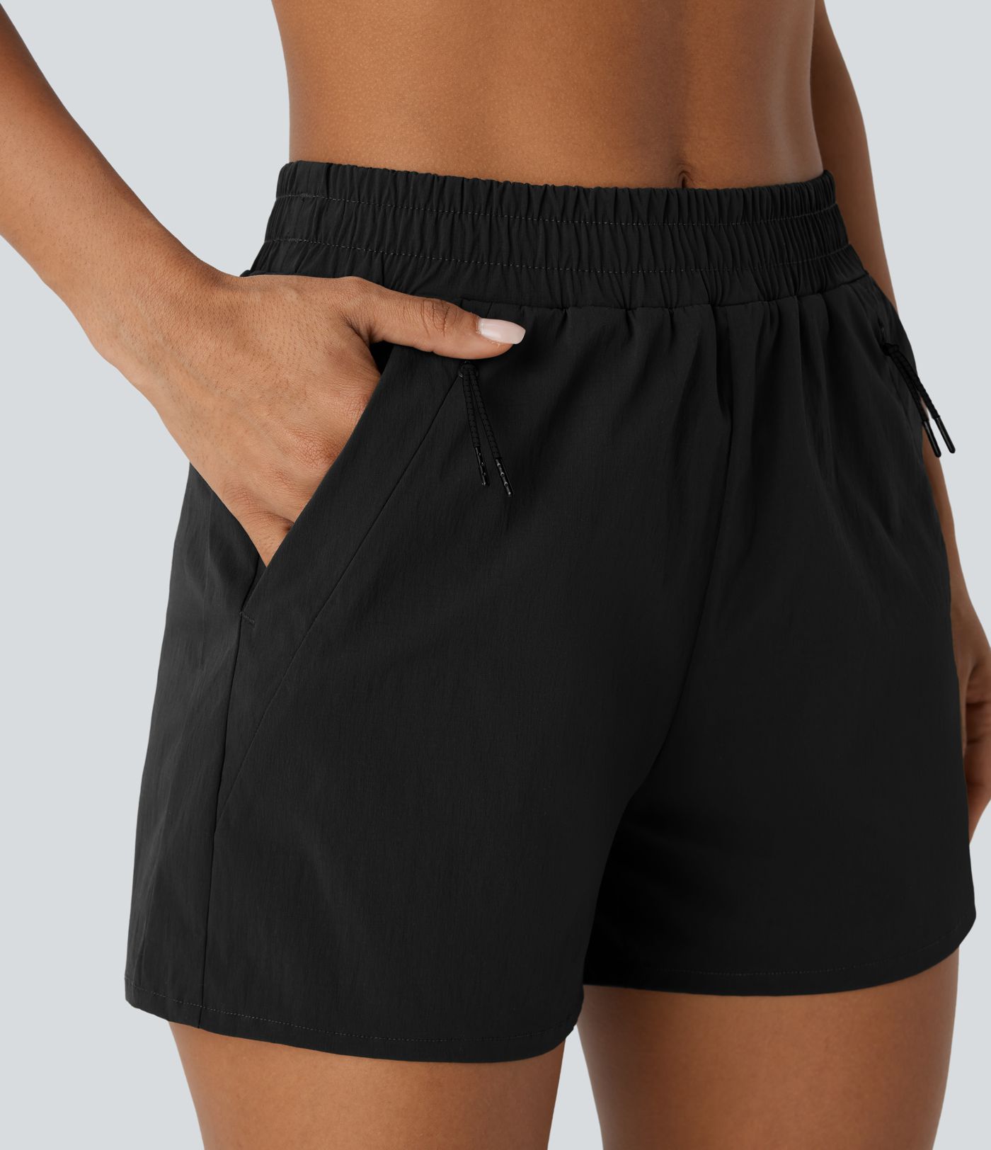 Shorts imperméables à taille mi-haute avec poches et tissu ripstop pour la randonnée, 3,5'' Shorts imperméables à taille mi-haute avec poches et tissu ripstop pour la randonnée, 3,5''