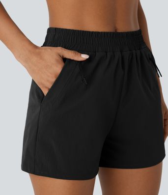 Shorts imperméables à taille mi-haute avec poches et tissu ripstop pour la randonnée, 3,5'' Shorts imperméables à taille mi-haute avec poches et tissu ripstop pour la randonnée, 3,5''