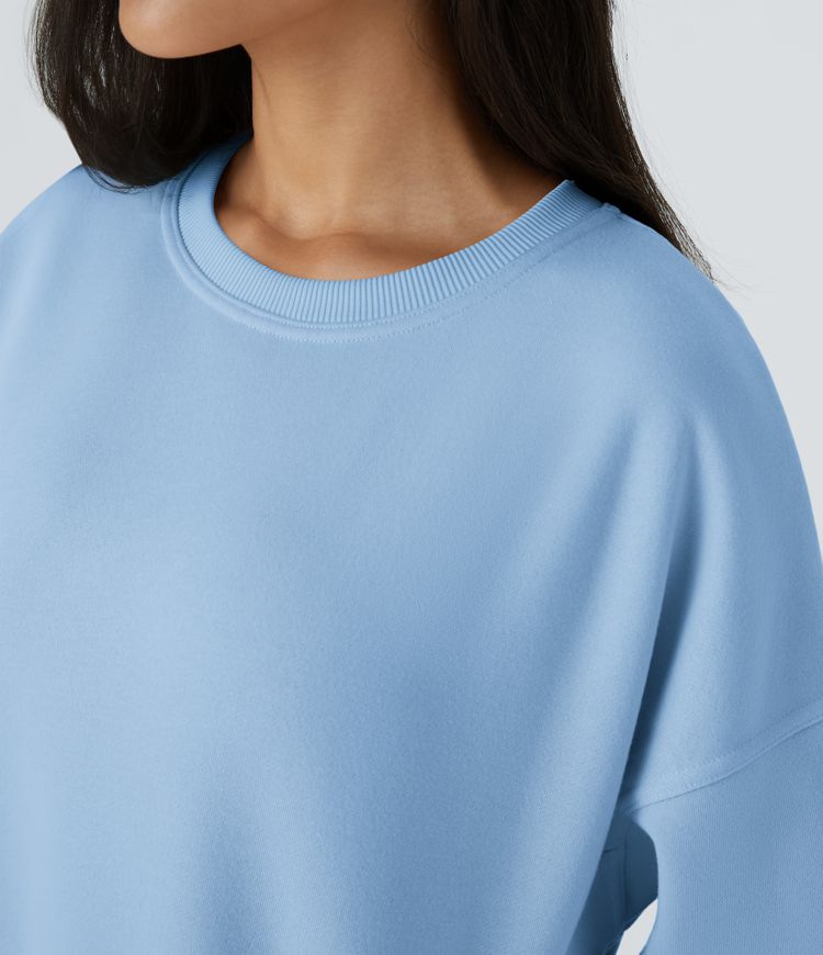 Sweat-shirt décontracté en polaire oversize à col rond et manches longues avec poche