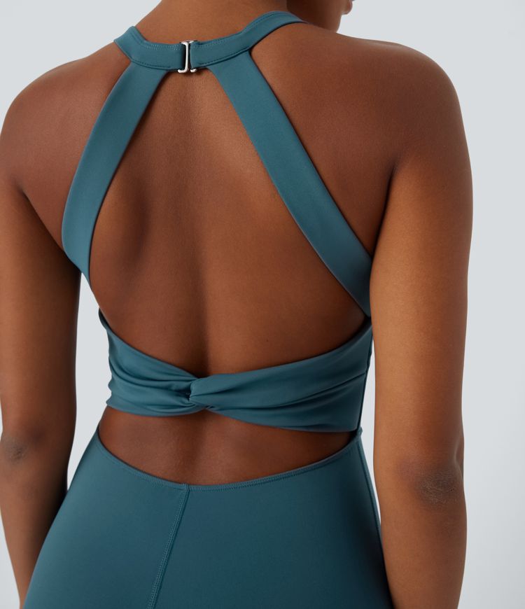 SoftlyZero™ Airy U Neck G-Hook Back Cool Touch Yoga Skinny Jumpsuit-UPF50+