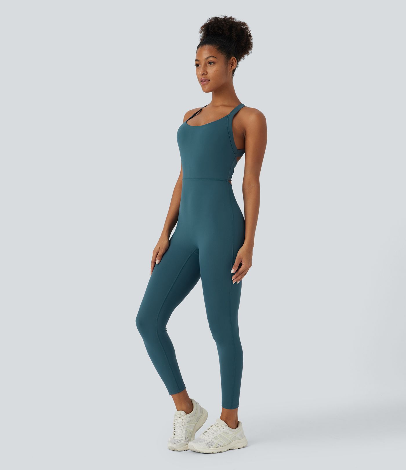 SoftlyZero™ Airy U Neck G-Hook Back Cool Touch Yoga Skinny Jumpsuit-UPF50+