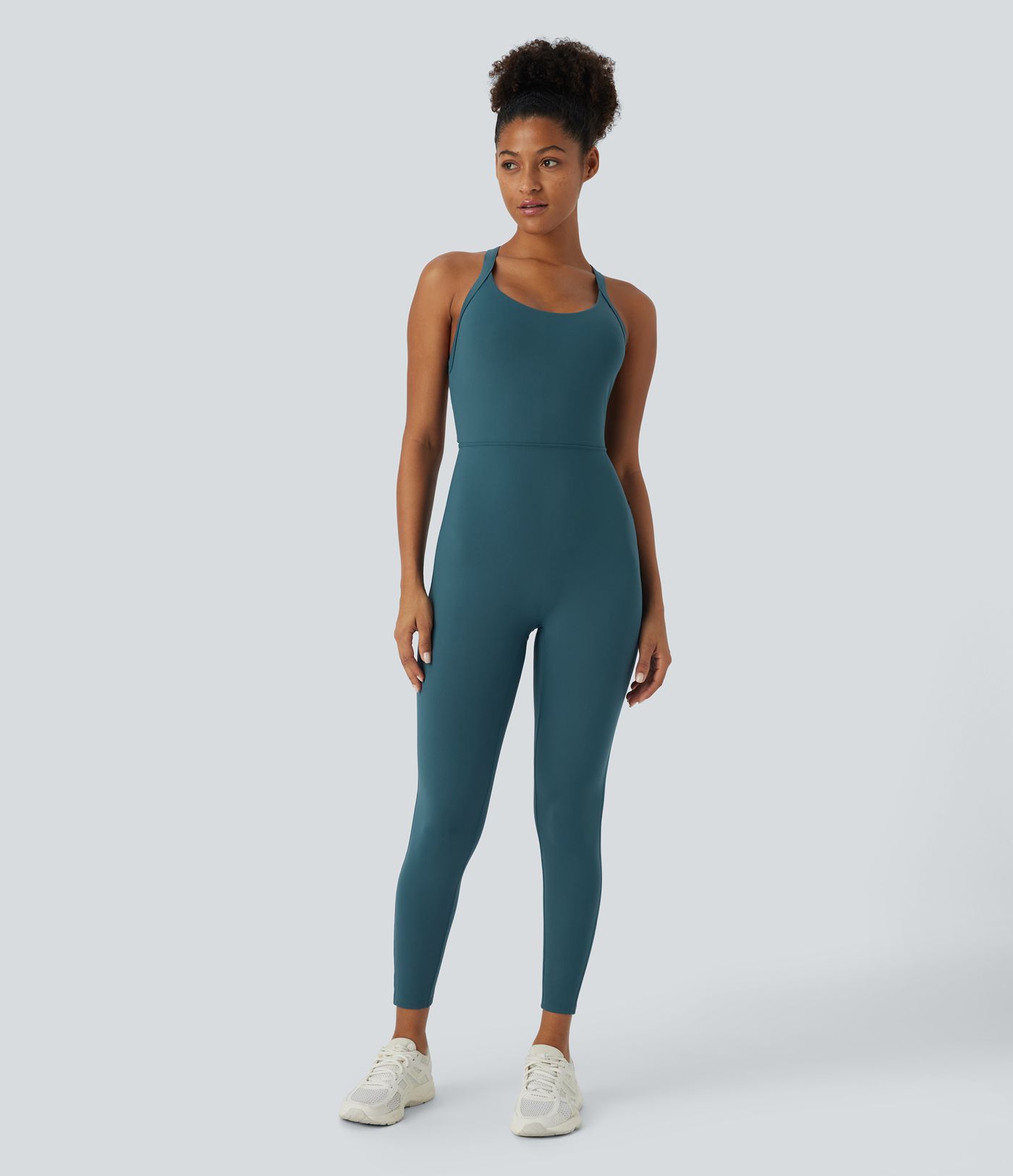 SoftlyZero™ Airy U Neck G-Hook Back Cool Touch Yoga Skinny Jumpsuit-UPF50+