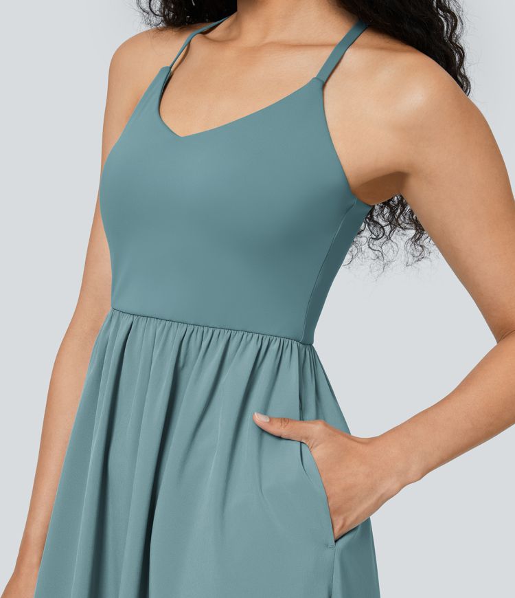 Breezeful™ Pocket Flowy Midi Slip Quick Dry Dance Active Dress