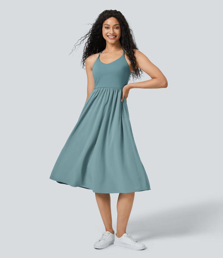 Breezeful™ Pocket Flowy Midi Slip Quick Dry Dance Active Dress