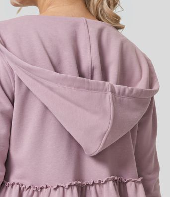 Veste En Coton Casual à Plusieurs Niveaux Avec Poche Latérale Et Cordon De Serrage à Capuche Et Garniture En Laitue Veste En Coton Casual à Plusieurs Niveaux Avec Poche Latérale Et Cordon De Serrage à Capuche Et Garniture En Laitue