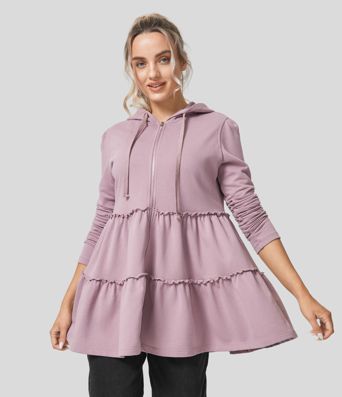 Veste En Coton Casual à Plusieurs Niveaux Avec Poche Latérale Et Cordon De Serrage à Capuche Et Garniture En Laitue Veste En Coton Casual à Plusieurs Niveaux Avec Poche Latérale Et Cordon De Serrage à Capuche Et Garniture En Laitue