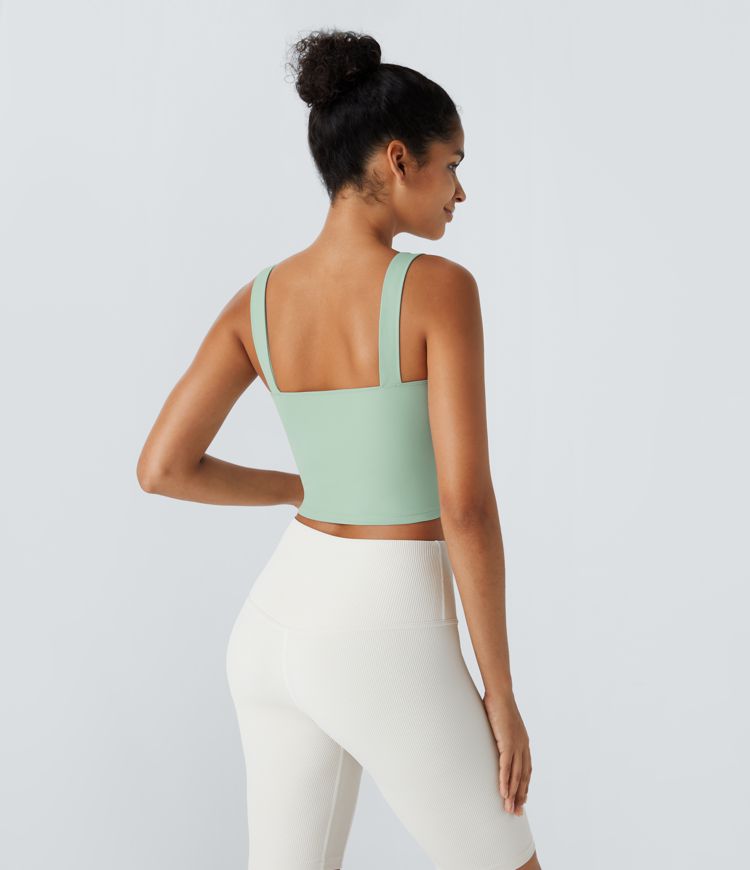 Softlyzero™ Plush Square Neck Cropped Skinny Yoga Tank Top-UPF50+