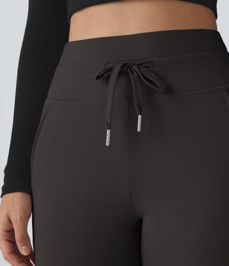 Softlyzero™ Plush High-Waist Drawstring Side Pocket Solid Full-Length Joggers
