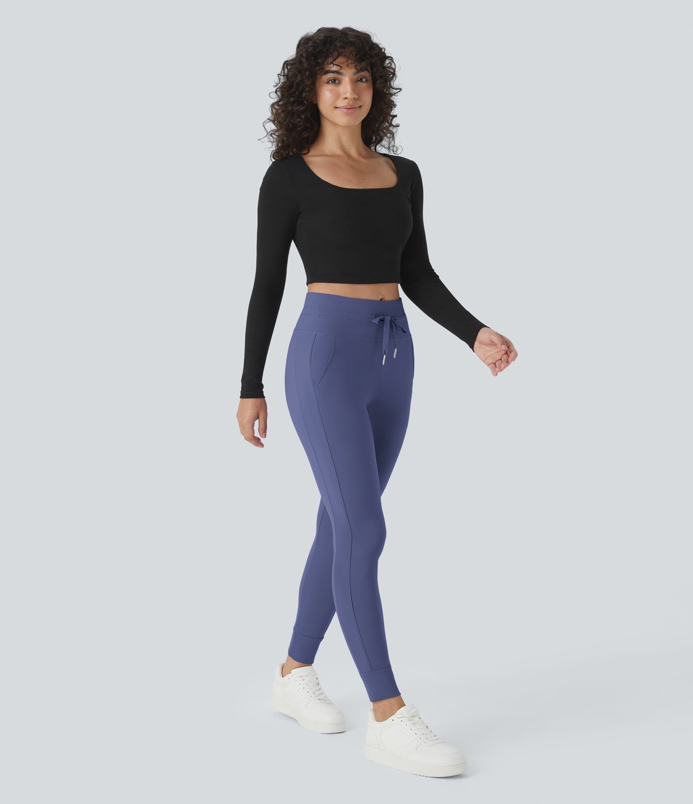 Softlyzero™ Plush Jogginghose mit hohem Bund, Kordelzug, Seitentasche, schlichte Jogginghose in voller Länge