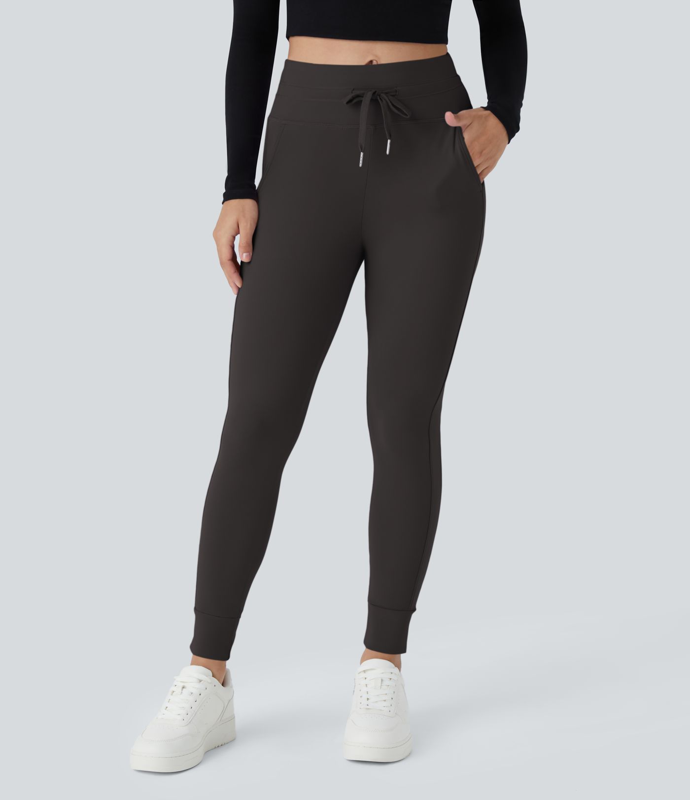 Softlyzero™ Plush High-Waist Drawstring Side Pocket Solid Full-Length Joggers