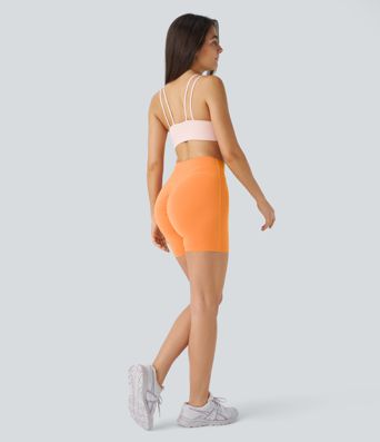 SoftlyZero™ Plush High Waisted Crossover Ruched Yoga Shorts 5''