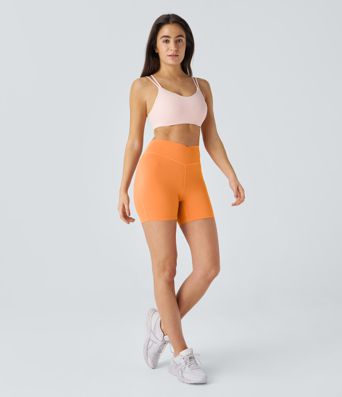 SoftlyZero™ Plush High Waisted Crossover Ruched Yoga Shorts 5''