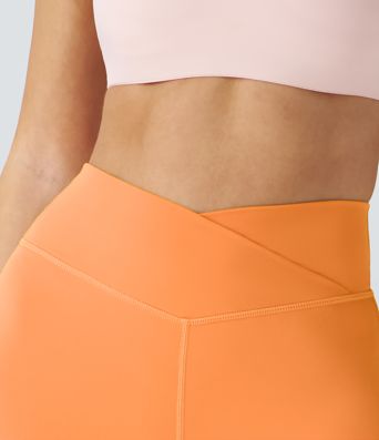 SoftlyZero™ Plush High Waisted Crossover Ruched Yoga Shorts 5''