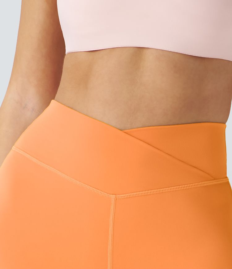 SoftlyZero™ Plush High Waisted Crossover Ruched Yoga Shorts 5''