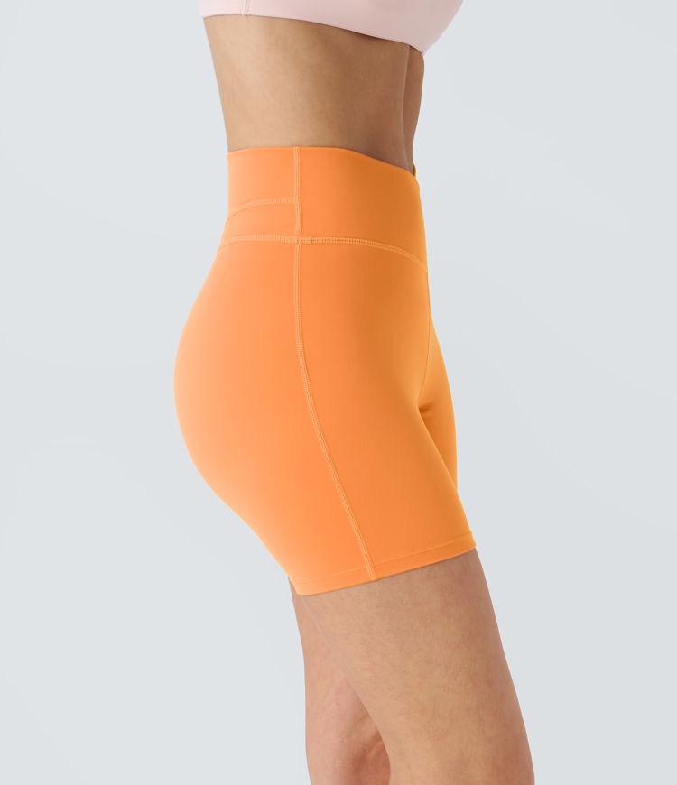 SoftlyZero™ Plush High Waisted Crossover Ruched Yoga Shorts 5''