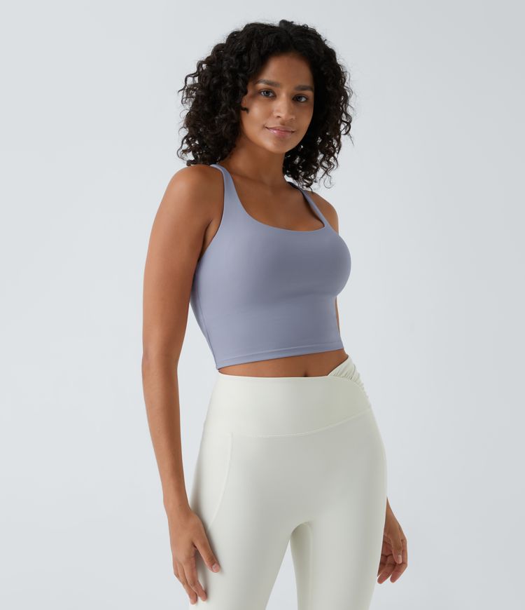 Crisscross Backless Cropped Yoga Tank Top