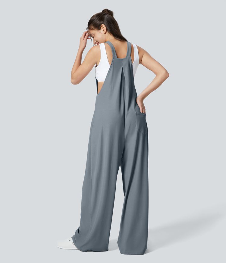 Pockets Waffle Casual Overalls