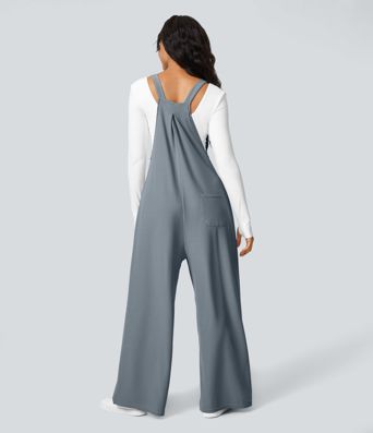 Pockets Waffle Casual Overalls