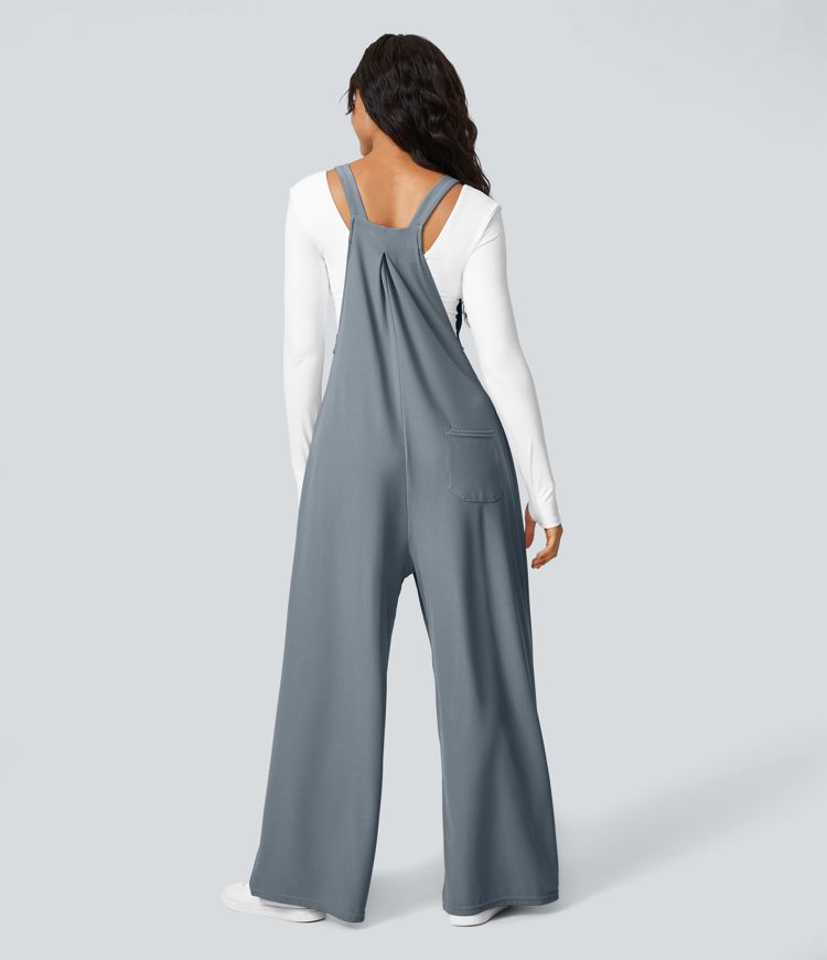 Pockets Waffle Casual Overalls